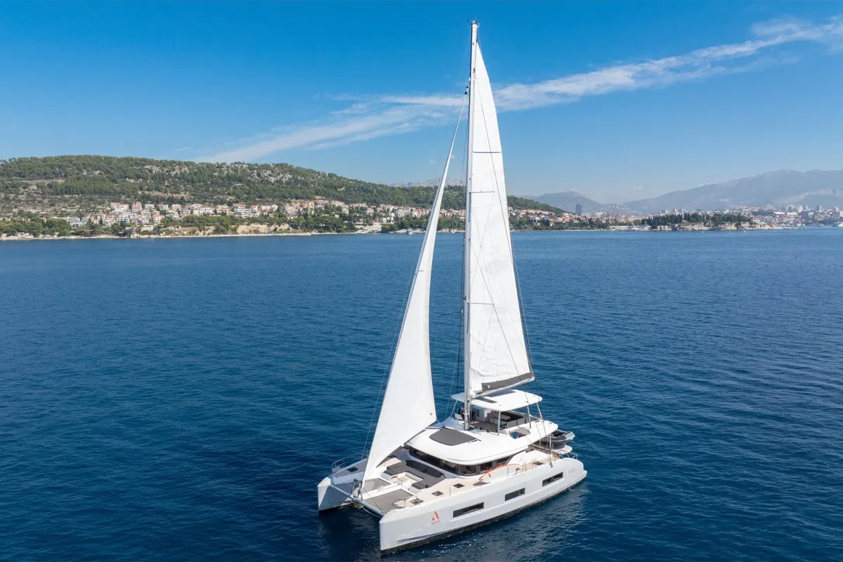 Exterior view of ARTISAN, a Lagoon 55 catamaran at Split, Croatia