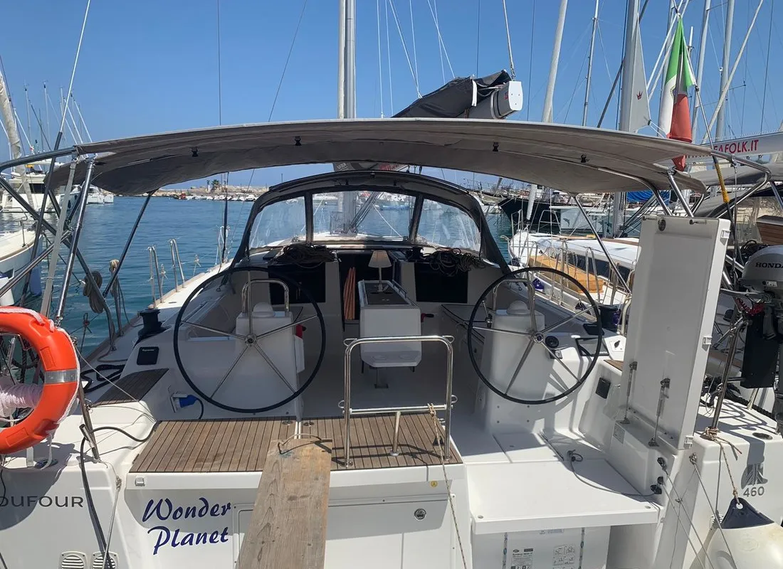 Wonder Planet, a Dufour 460 GL sailboat at Tonnarella, Italy