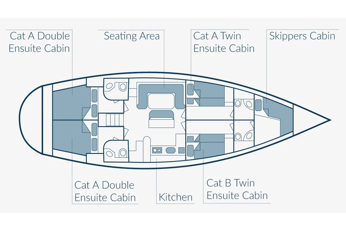 Floor plan of Christianna VII, a Ocean Star 51.1 sailboat at Mykonos, Greece