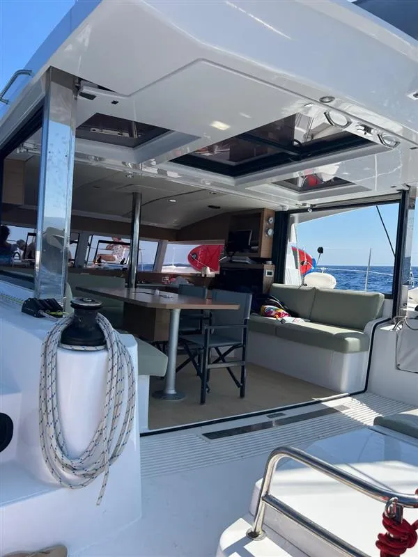 Deck of Filippos III, a Bali Catsmart catamaran at Zakynthos Municipal Unit, Greece