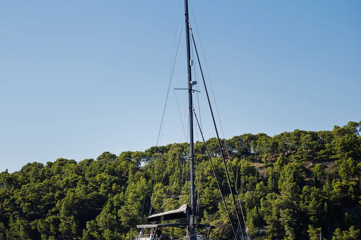Deck of Ahalya, a Sunreef 60 catamaran at Kaštela, Croatia