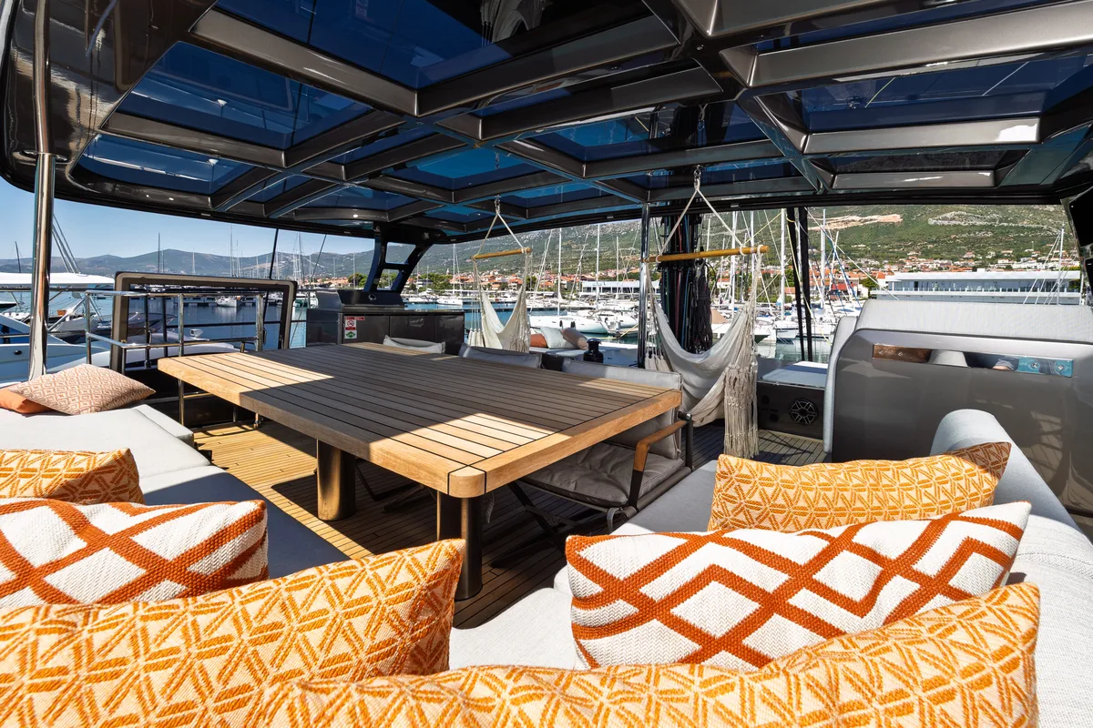 Galley of Ahalya, a Sunreef 60 catamaran at Kaštela, Croatia