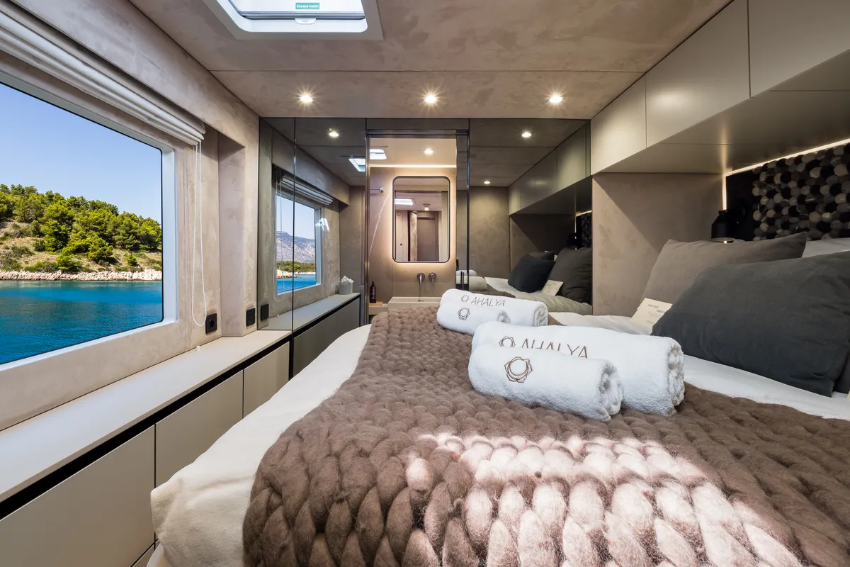 Cabin on Ahalya, a Sunreef 60 catamaran at Kaštela, Croatia