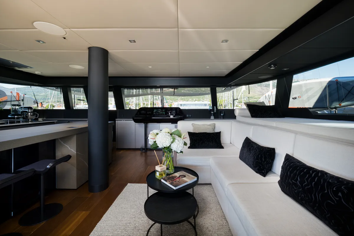 Salon of Ahalya, a Sunreef 60 catamaran at Kaštela, Croatia