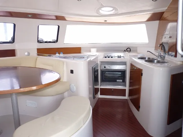 Salon of Artemis K, a Fountaine Pajot Belize 43 catamaran at Municipal Unit of Lefkada, Greece