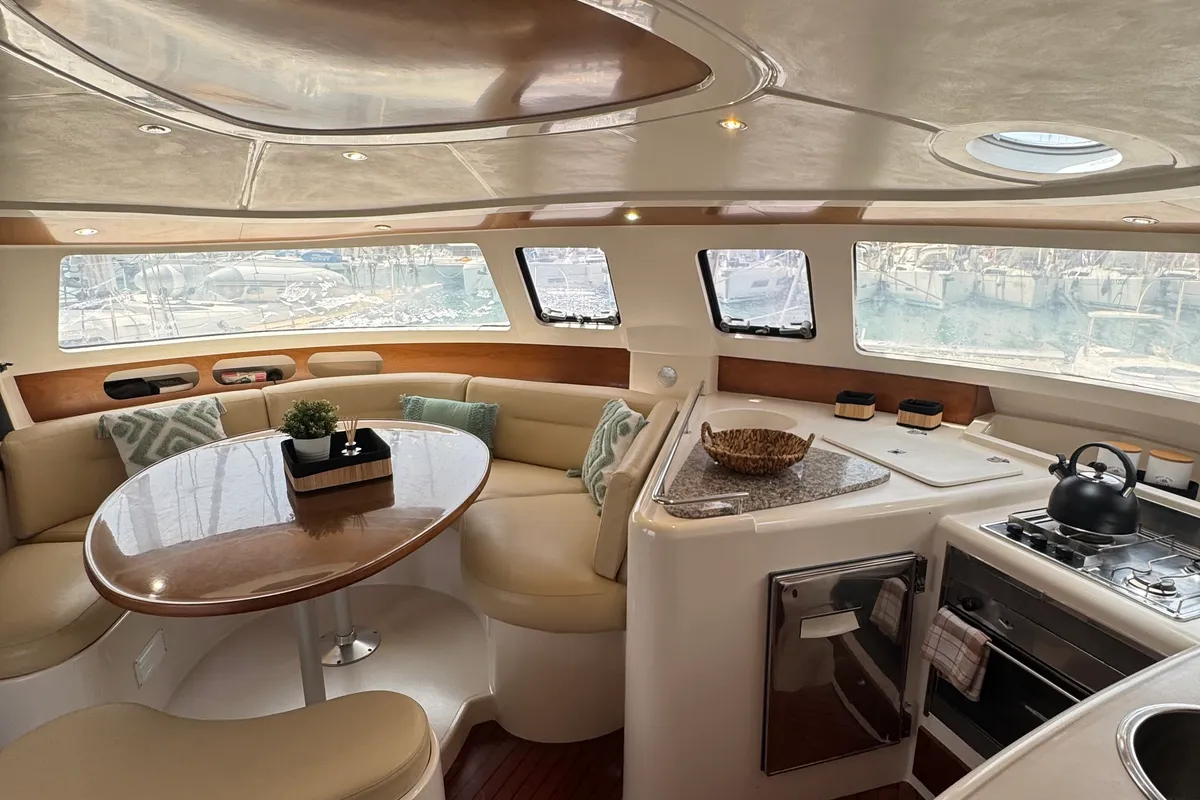 Galley of Artemis K, a Fountaine Pajot Belize 43 catamaran at Municipal Unit of Lefkada, Greece