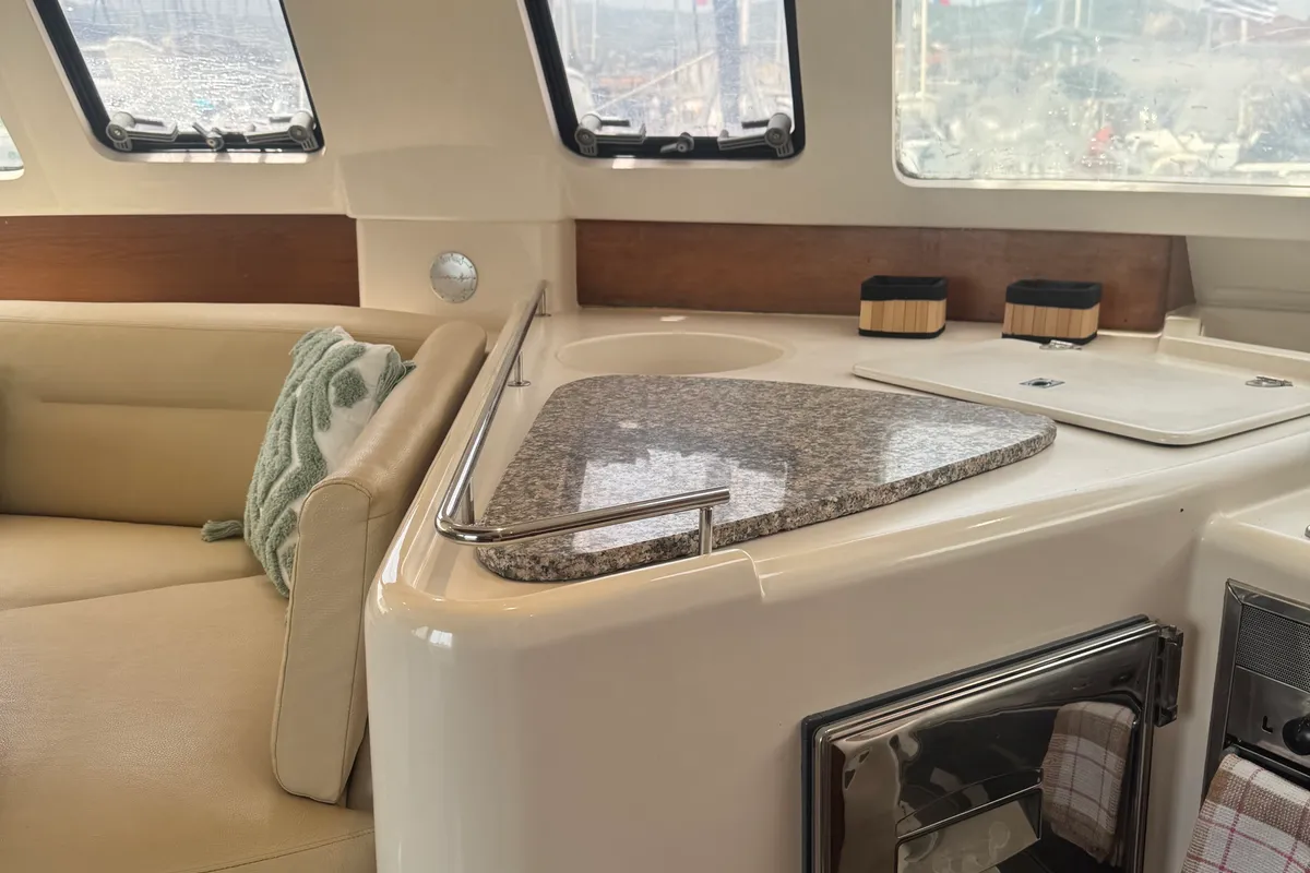 Galley of Artemis K, a Fountaine Pajot Belize 43 catamaran at Municipal Unit of Lefkada, Greece