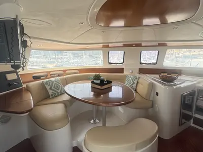 Salon of Artemis K, a Fountaine Pajot Belize 43 catamaran at Municipal Unit of Lefkada, Greece