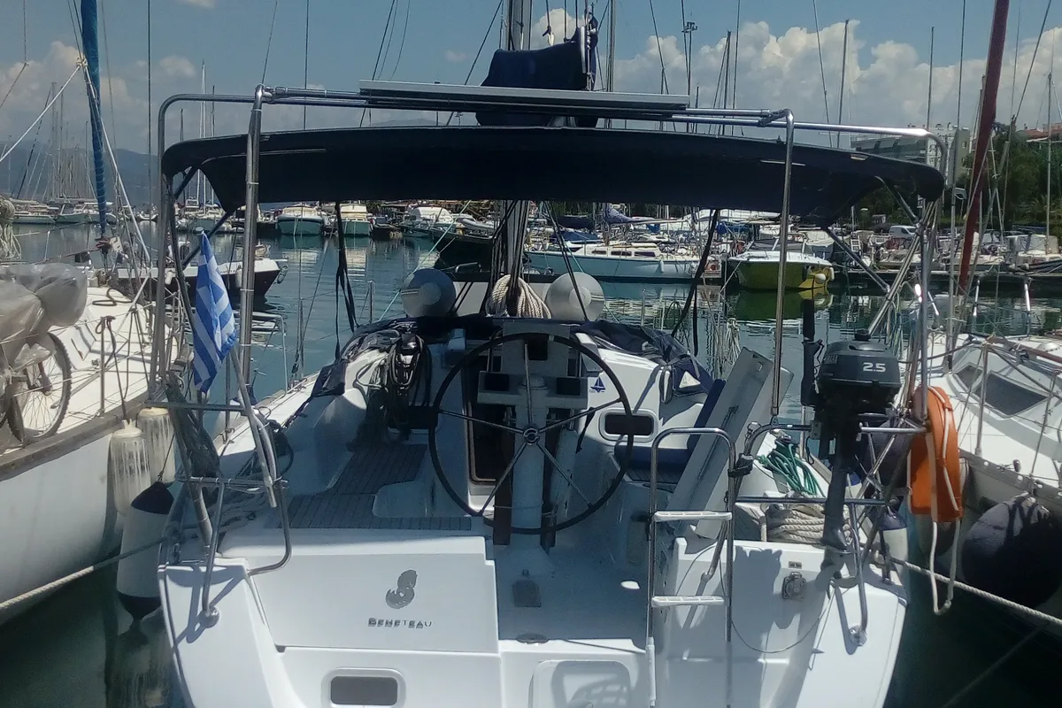Exterior view of Trizonia, a Beneteau Oceanis 31 sailboat at Municipal Unit of Lefkada, Greece