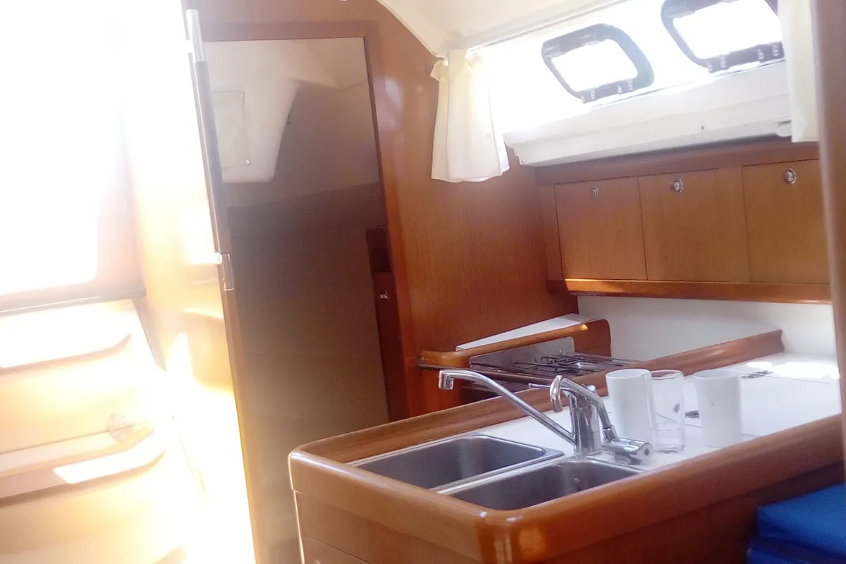 Galley of Trizonia, a Beneteau Oceanis 31 sailboat at Municipal Unit of Lefkada, Greece