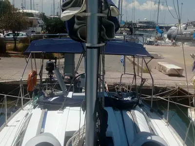 Deck of Trizonia, a Beneteau Oceanis 31 sailboat at Municipal Unit of Lefkada, Greece