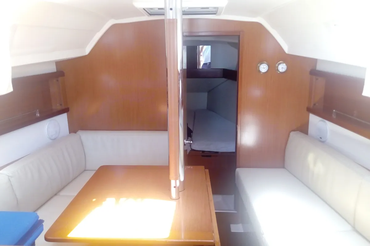 Salon of Trizonia, a Beneteau Oceanis 31 sailboat at Municipal Unit of Lefkada, Greece