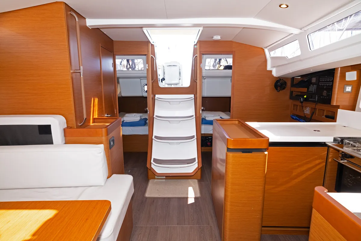 Salon of Sun Kiss, a Jeanneau Sun Odyssey 440 sailboat at Split, Croatia