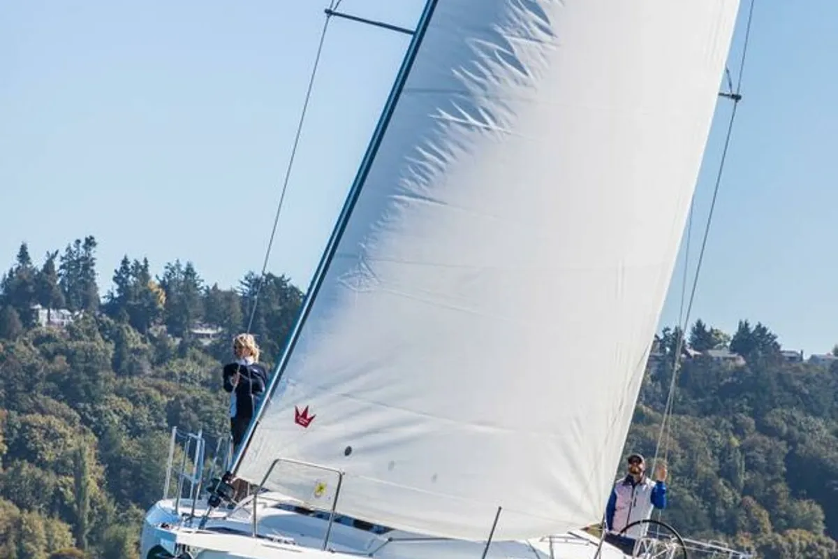 Exterior view of Sun Kiss, a Jeanneau Sun Odyssey 440 sailboat at Split, Croatia