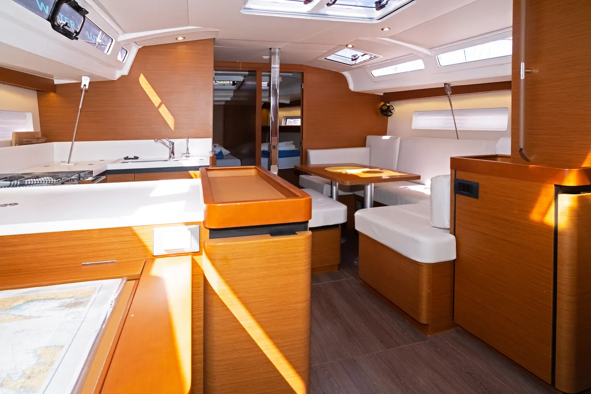 Salon of Sun Kiss, a Jeanneau Sun Odyssey 440 sailboat at Split, Croatia