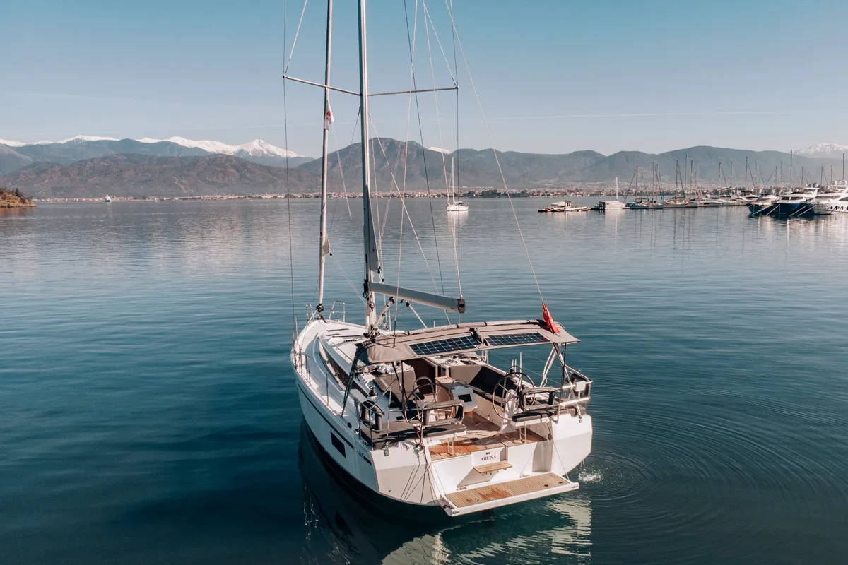 Galley of Aruna, a Bavaria C42 sailboat at Fethiye, Turkey