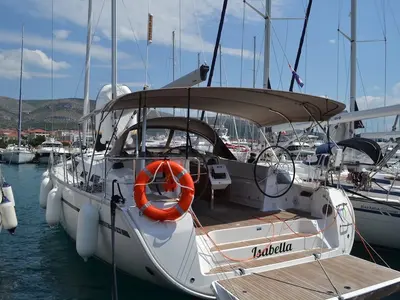 Deck of Isabella, a Bavaria Cruiser 51 sailboat at Seget Donji, Croatia