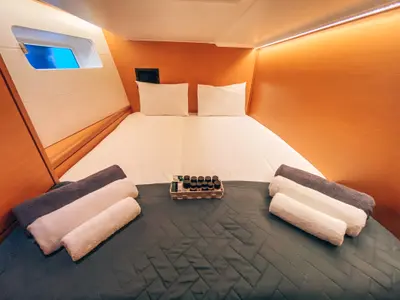 Cabin on Sea Force, a Jeanneau 54 sailboat at Athens, Greece