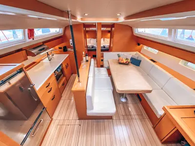 Salon of Sea Force, a Jeanneau 54 sailboat at Athens, Greece