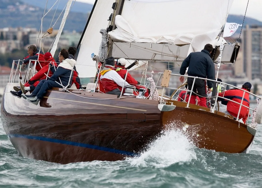 Exterior view of Clan II, a Gulet Carlini Sciarelli 62.5 sailboat at Syracuse, Italy