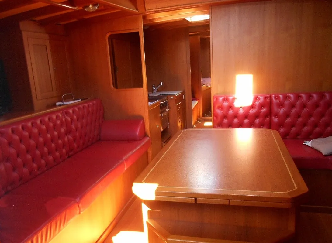 Salon of Clan II, a Gulet Carlini Sciarelli 62.5 sailboat at Syracuse, Italy