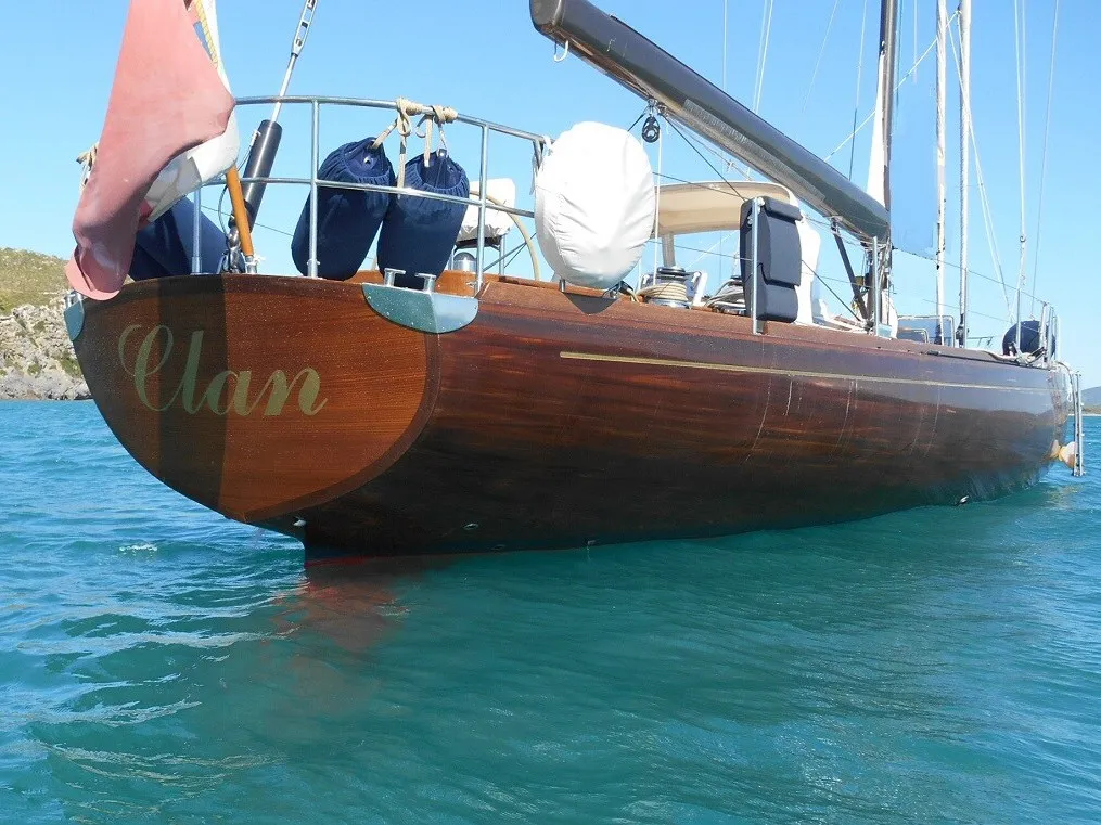Exterior view of Clan II, a Gulet Carlini Sciarelli 62.5 sailboat at Syracuse, Italy
