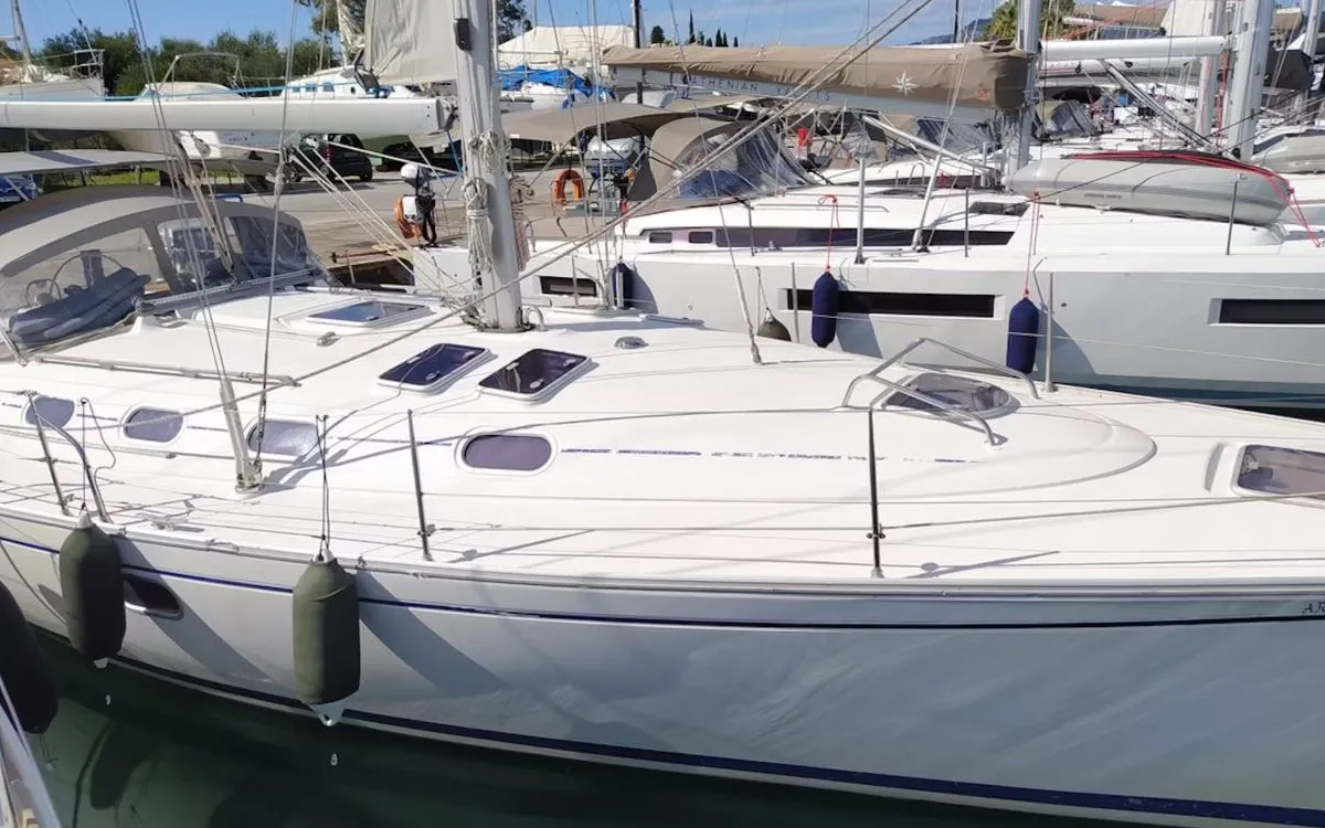 Exterior view of ARMONIA, a Dufour Gib Sea 43 sailboat at Volos Municipality, Greece