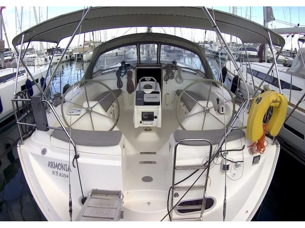 Cockpit of ARMONIA, a Dufour Gib Sea 43 sailboat at Volos Municipality, Greece