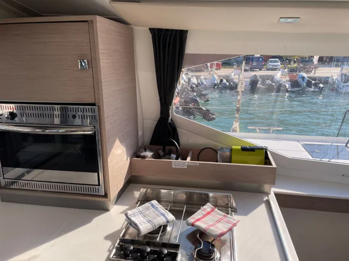 Galley of Kebitree, a Fountaine Pajot Isla 40 catamaran at Municipal Unit of Palairos, Greece