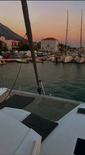 Deck of Kebitree, a Fountaine Pajot Isla 40 catamaran at Municipal Unit of Palairos, Greece