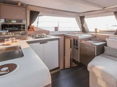 Galley of Kebitree, a Fountaine Pajot Isla 40 catamaran at Municipal Unit of Palairos, Greece