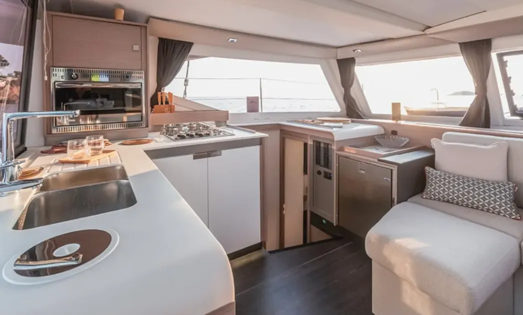 Galley of Kebitree, a Fountaine Pajot Isla 40 catamaran at Municipal Unit of Palairos, Greece