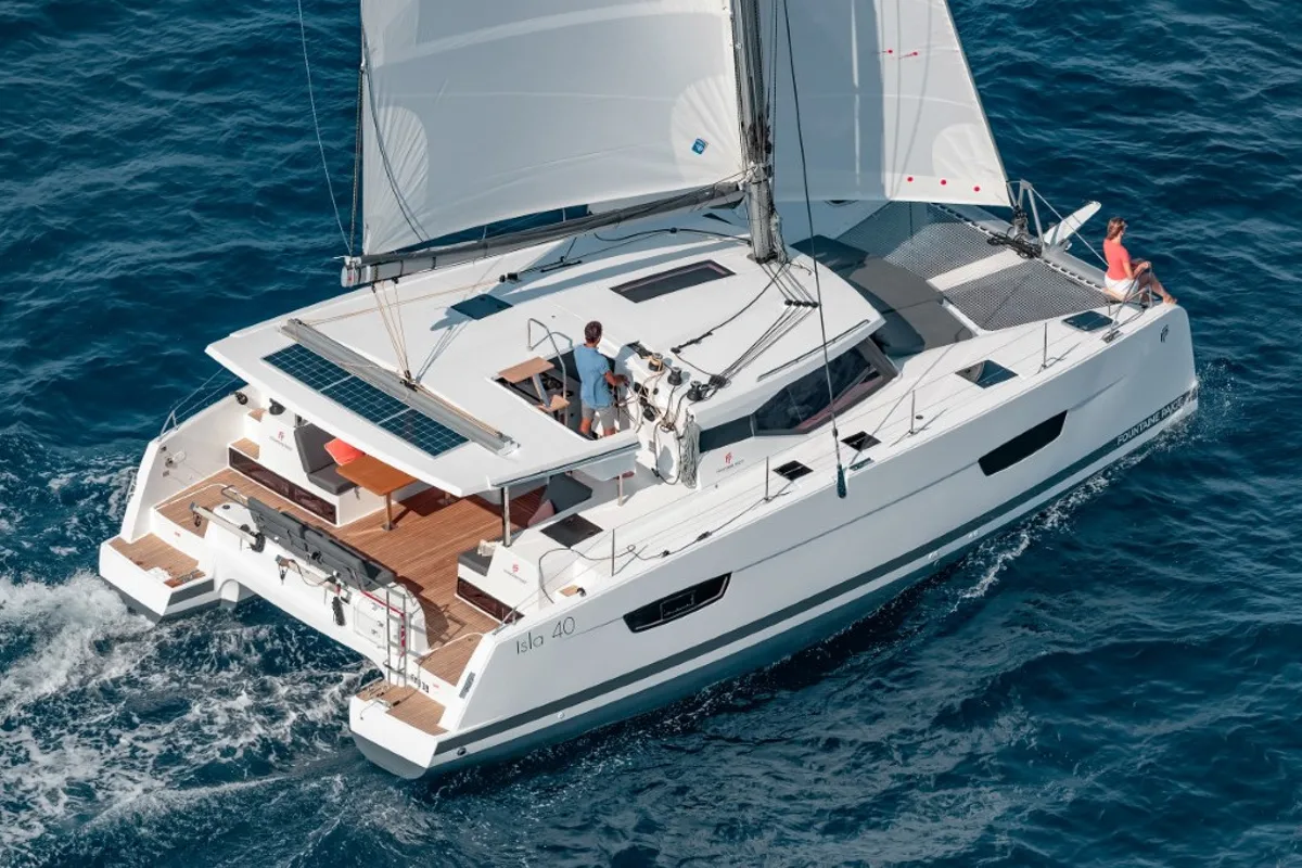 Kebitree, a Fountaine Pajot Isla 40 catamaran at Municipal Unit of Palairos, Greece