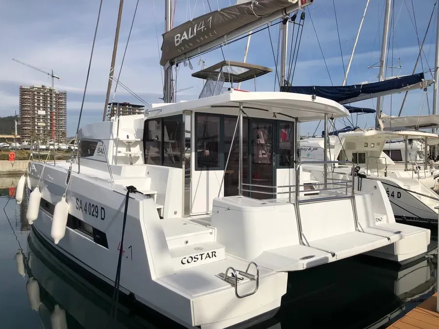 Cabin on COSTAR, a Bali 4.1 catamaran at Rosignano Solvay, Italy