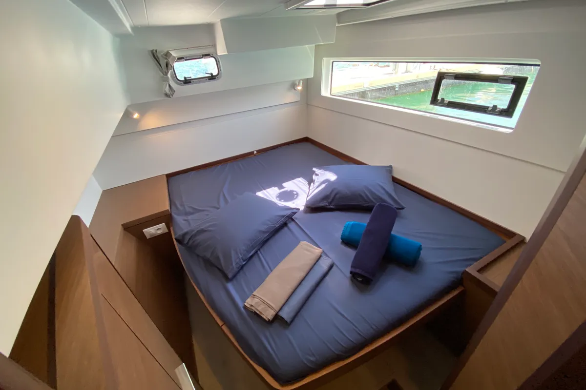 Cabin on Eskimo, a Lagoon 40 catamaran at Ibiza, Spain