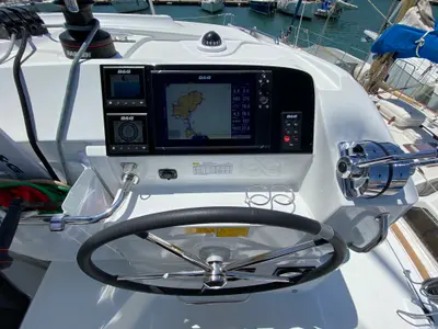 Cockpit of Eskimo, a Lagoon 40 catamaran at Ibiza, Spain