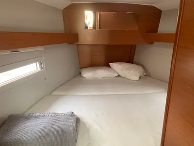 Cabin on Barracuda, a Dufour 390 GL sailboat at Lavrion, Greece