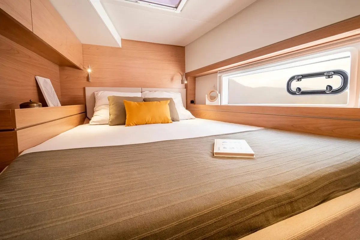 Cabin on OLIVIA, a Bali 4.4 catamaran at Sant Antoni de Portmany, Spain