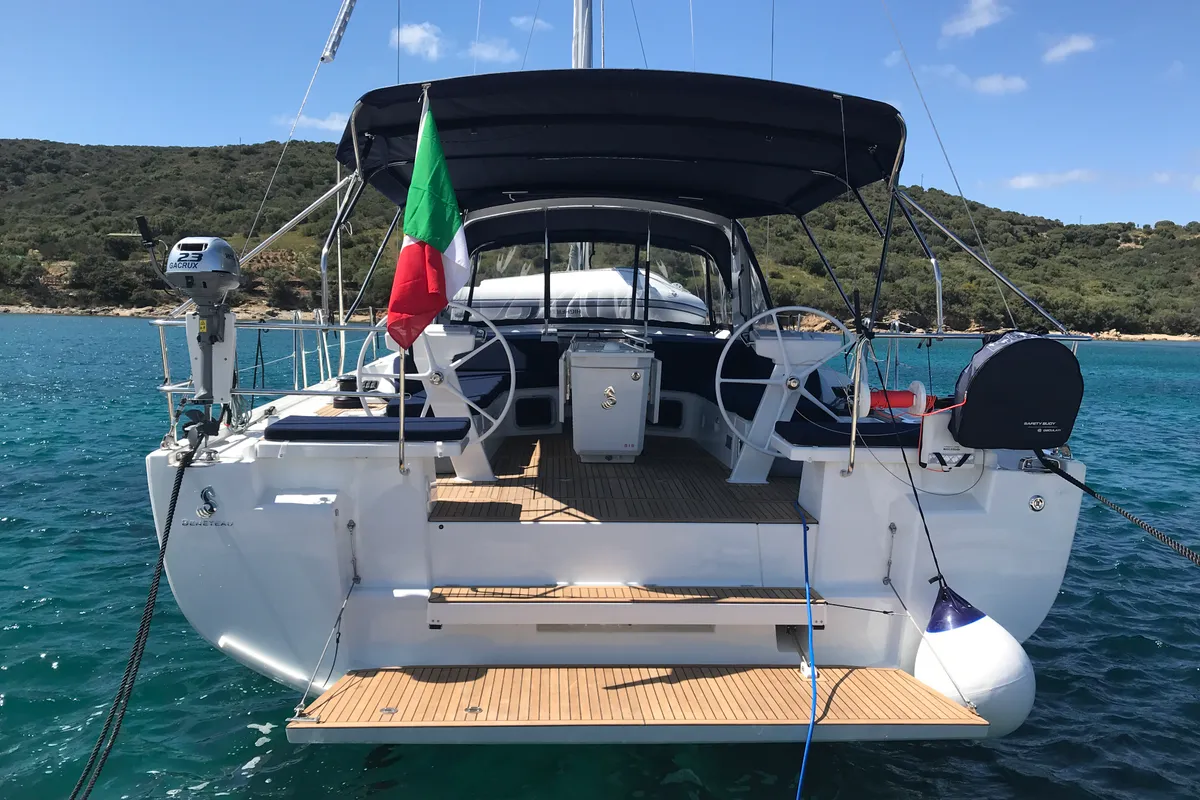 Exterior view of Gacrux, a Beneteau Oceanis 51.1 sailboat at Rosignano Solvay, Italy
