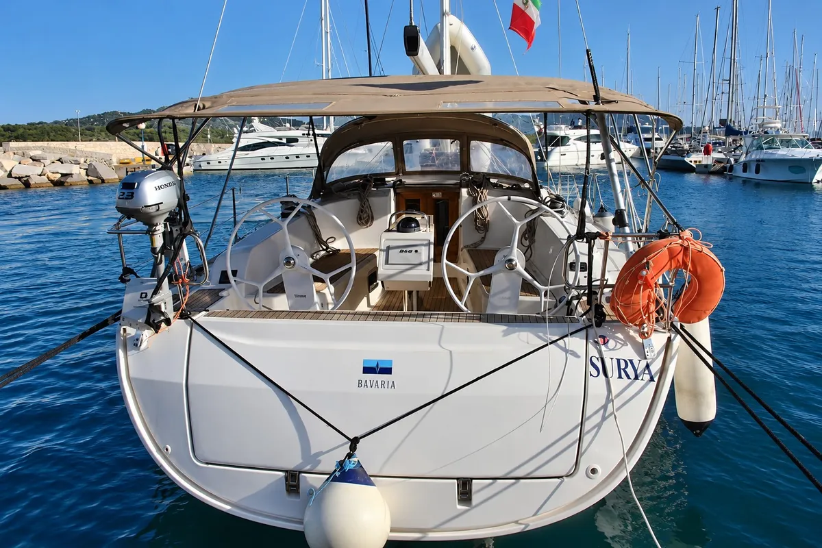 Surya, a Bavaria 41 sailboat at Olbia, Italy