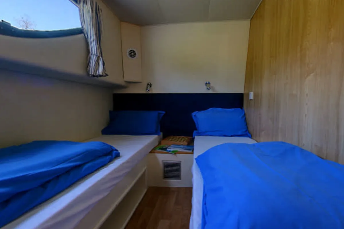 Cabin on Magnifique, a Cygnet Magnifique motorboat at Homps, France