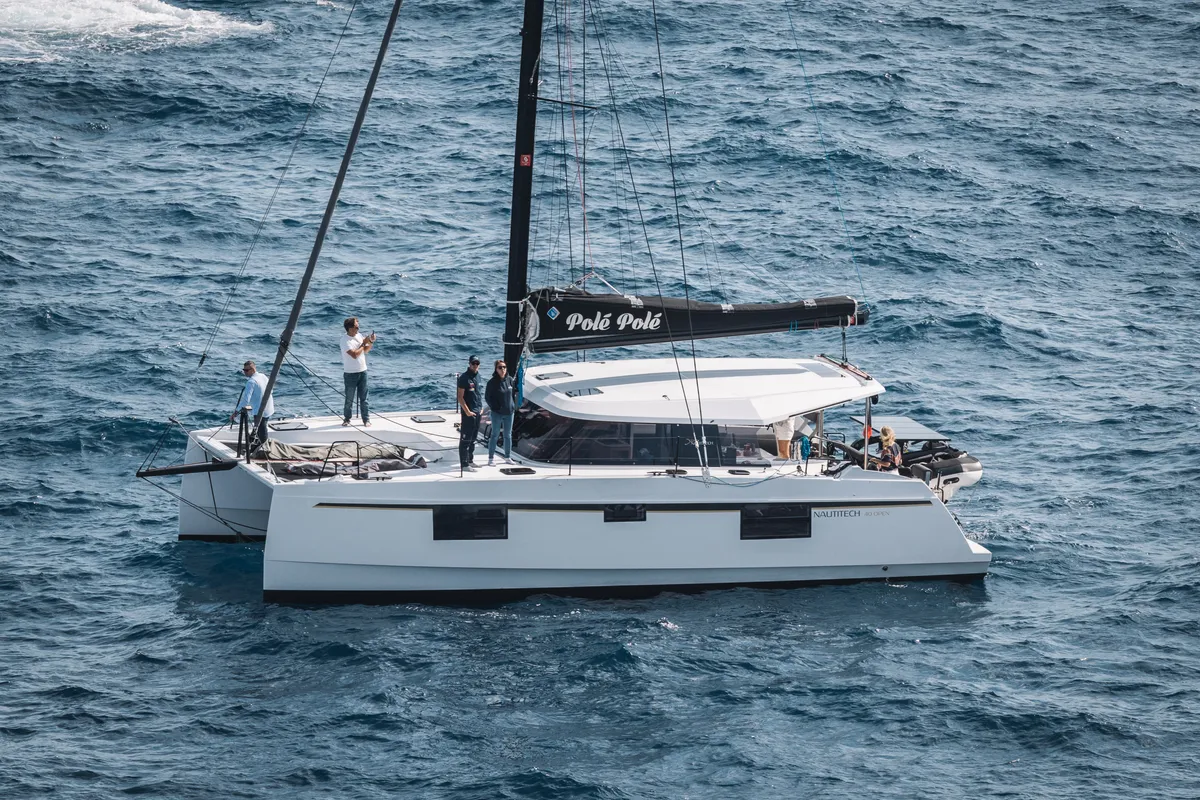 Exterior view of Polé Polé, a Nautitech 40 Open catamaran at Grimaud, France