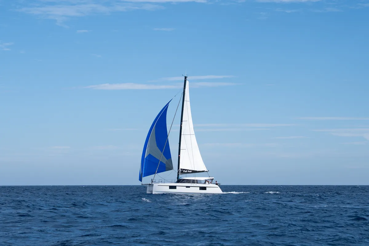 Exterior view of Polé Polé, a Nautitech 40 Open catamaran at Grimaud, France