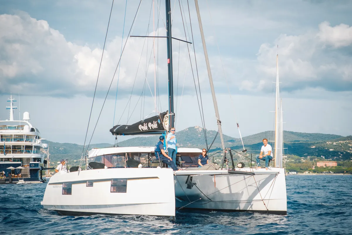Exterior view of Polé Polé, a Nautitech 40 Open catamaran at Grimaud, France