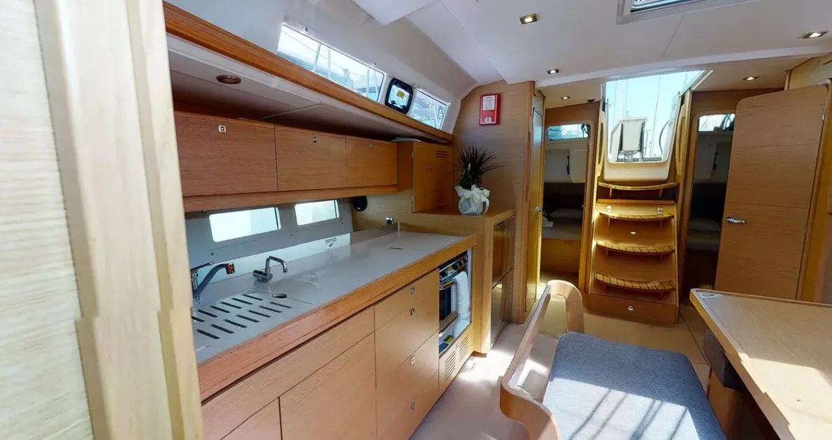 Galley of Kosmopolitan, a Dufour 460 GL sailboat at Municipal Unit of Apollonioi, Greece