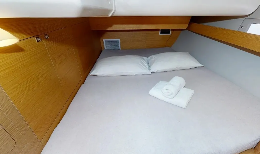 Cabin on Kosmopolitan, a Dufour 460 GL sailboat at Municipal Unit of Apollonioi, Greece