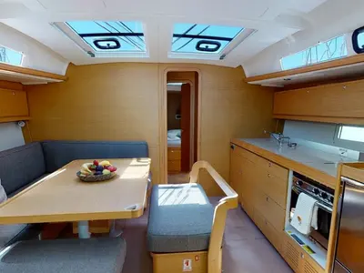 Salon of Kosmopolitan, a Dufour 460 GL sailboat at Municipal Unit of Apollonioi, Greece