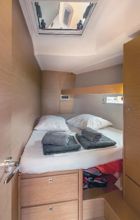 Cabin on Kosmopolitan, a Dufour 460 GL sailboat at Municipal Unit of Apollonioi, Greece