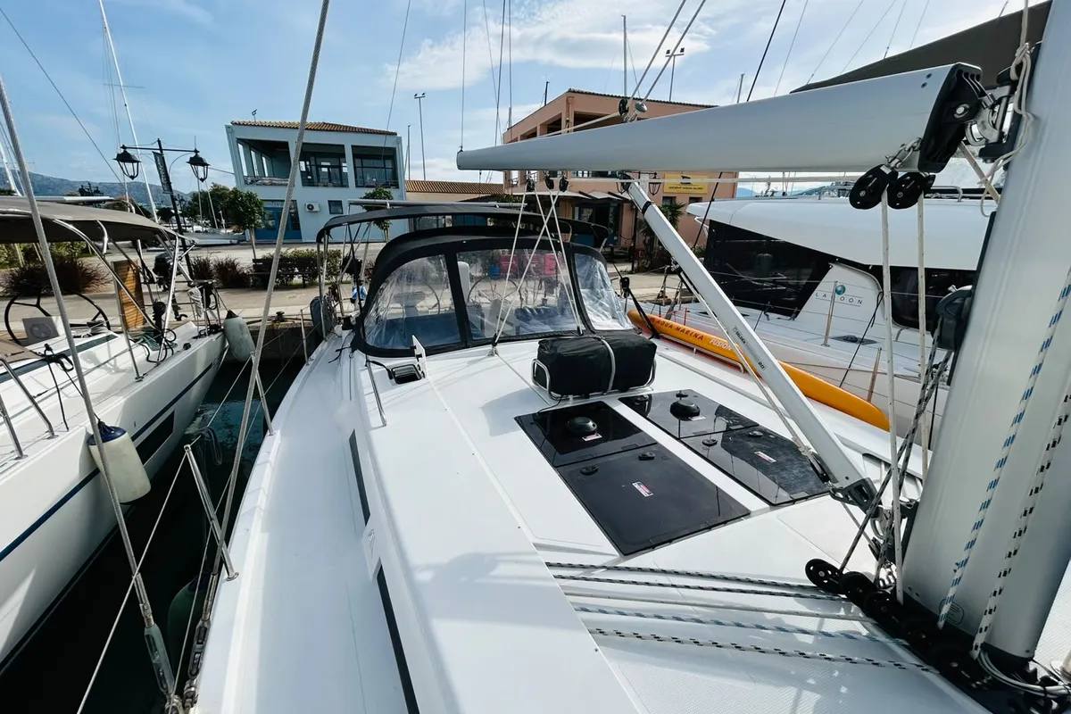 Theodora, a Hanse 458 sailboat at Lefkada, Greece