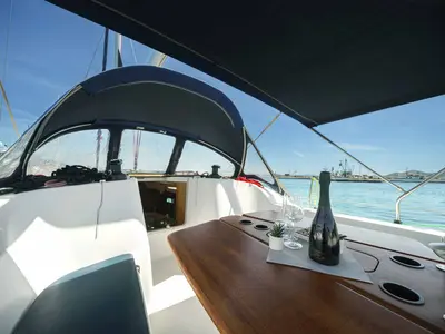 Deck of Ema, a Jeanneau Sun Odyssey 42i sailboat at Tribunj, Croatia